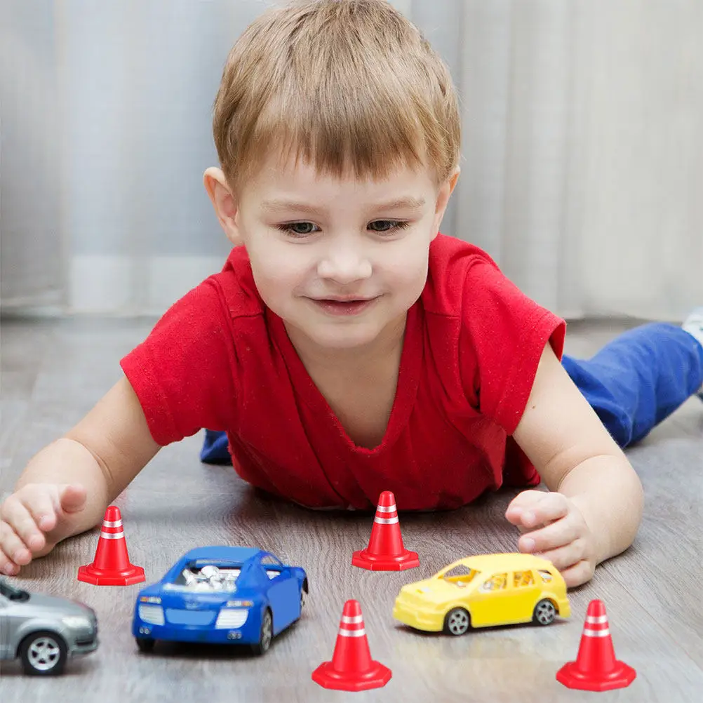 24Pcs Mini Traffic Cones Red PP Material Compact Size Simulation Parking Scene Accessories Road Safety Education for Kids view 3