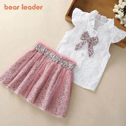 Bear Leader Girls Clothing Sets New Summer Sleeveless T-shirt+Print Bow Skirt 2Pcs for Kids Clothing Sets Baby Clothes Outfits