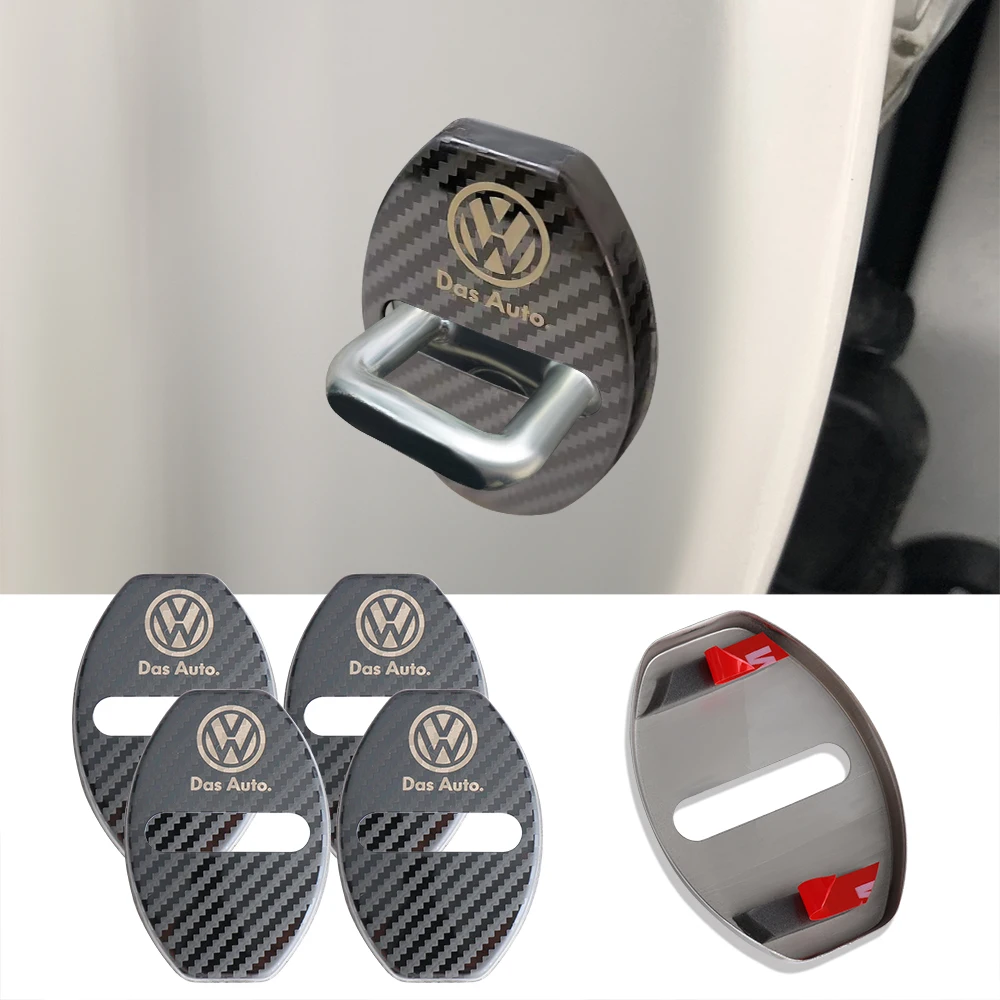 For Volkswagen VW Golf 5 4 Polo Passat Jetta Touran CADDY Rline Car Styling 3D Car Door Lock Cover Protective Decoration Sticker