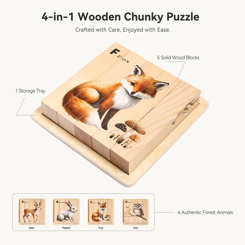 Jouets Montessori pour bébé, Puzzle Animal en bois, jouets d'éducation précoce pour enfants, jeu de réflexion spatiale, de divergence, cadeaux pour enfants