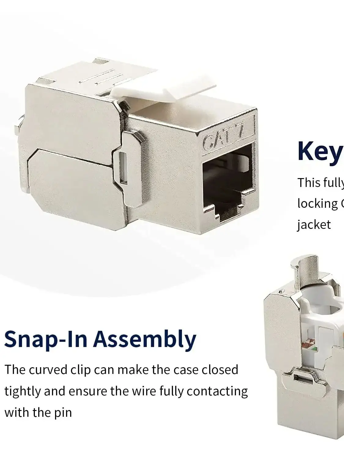 Cat6a Cat7 Keystone Jack Cat7 RJ45 STP Tool-Less Type Zinklegering Module Jacks Adapter Koppeling voor 22 tot 26 AWG - afbeelding 2