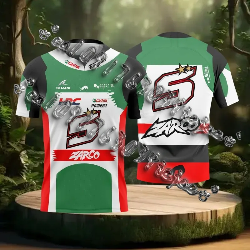 

2025 для HONDA HRC LCR Castrol Motos GP футболка женская и мужская гоночная команда быстросохнущая дышащая летняя белая зеленая футболка