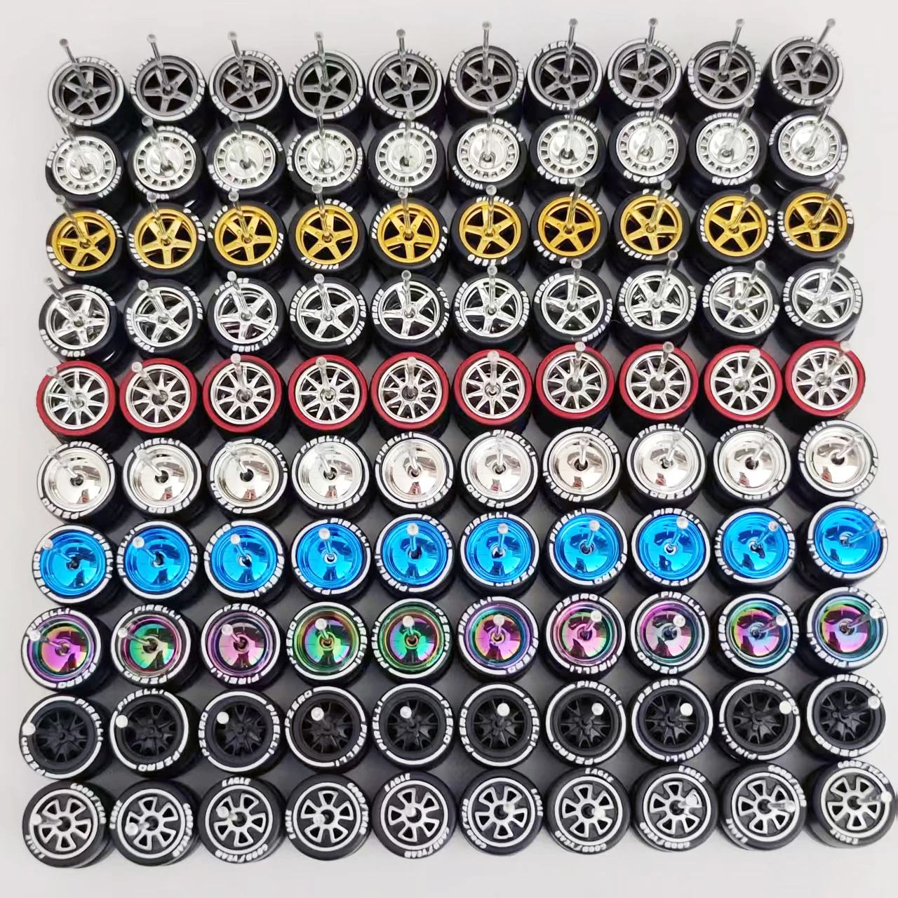 Ali R Ims 50 Sets 1/64 Wheels Pack Tires 11mm 13mm Rims for 1:64 Diecast Car ...