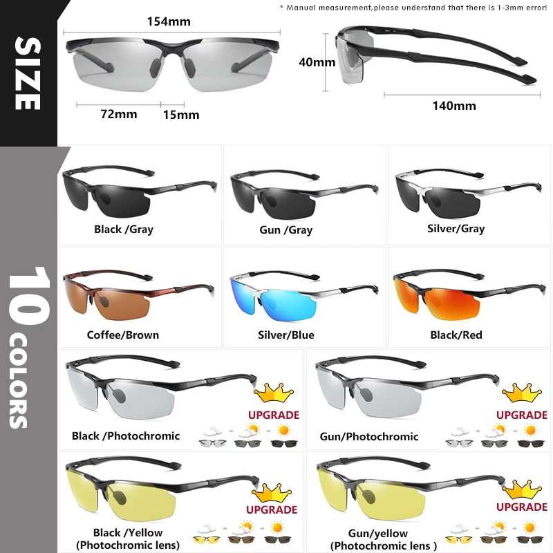 CoolPandas Aluminum Design Square Sunglasses Men Polarized Photochromic Glasses Women Anti-Glare Chameleon Goggle Trendy Shades