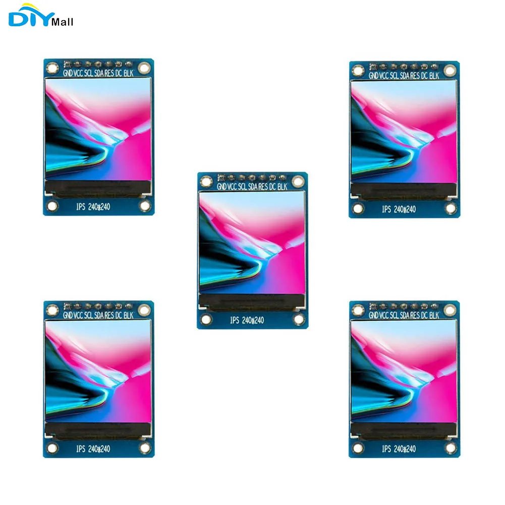 

5 шт. 1,3-дюймовый цветной 240x240 IPS TFT ЖК-дисплей, плата модуля экрана, 7-контактный, 4-проводной, ST7789VW, интерфейс привода IC SPI