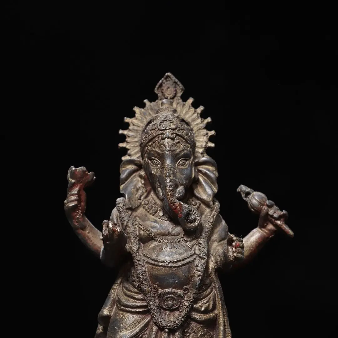 Vintage Ganesha Statue Buddha Elephant Hindu God Sculpture Figurines Home Altar Worship Decor Sculpture