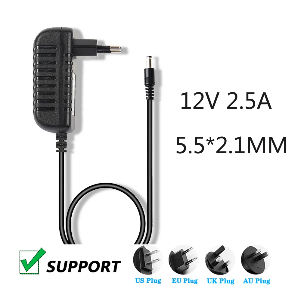 多機能電源アダプター,安定化コード,ビデオプレーヤー,EU,ukプラグ,12v,2.55a,5.5*2.1mm