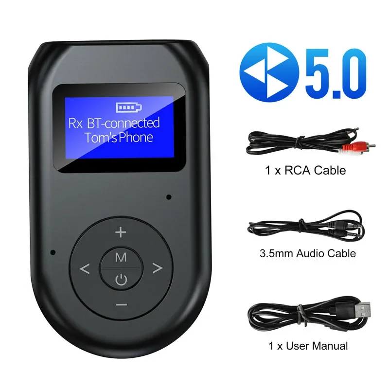 

BT11 LCD Display Bluetooth 5.0 EDR Audio Transmitter Receiver 3.5mm Jack AUX USB Wireless Adapter BT-11 For Car PC TV Headphones