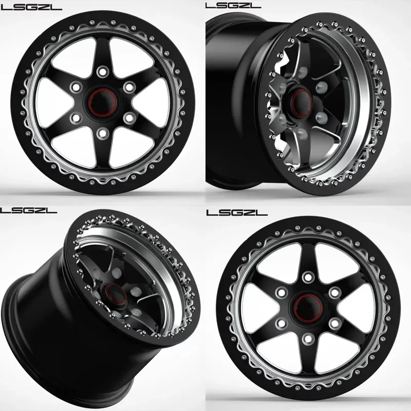

i LSGZL Black 17 18 Inch Racing Car Beadlock Wheels 5X114.3 5X120 Forged 1-piece Drag Racing Wheels for Camaro Corvette C5 C6