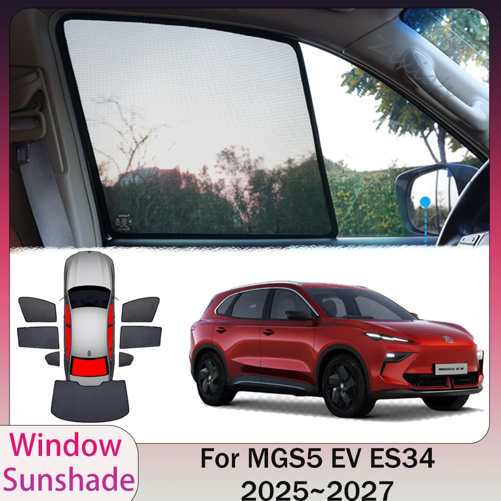 

Для MGS5 EV ES34 2025~2027 2026: Магнитная сетчатая солнцезащитная шторка для боковых окон автомобиля, защита от солнца, аксессуары для интерьера