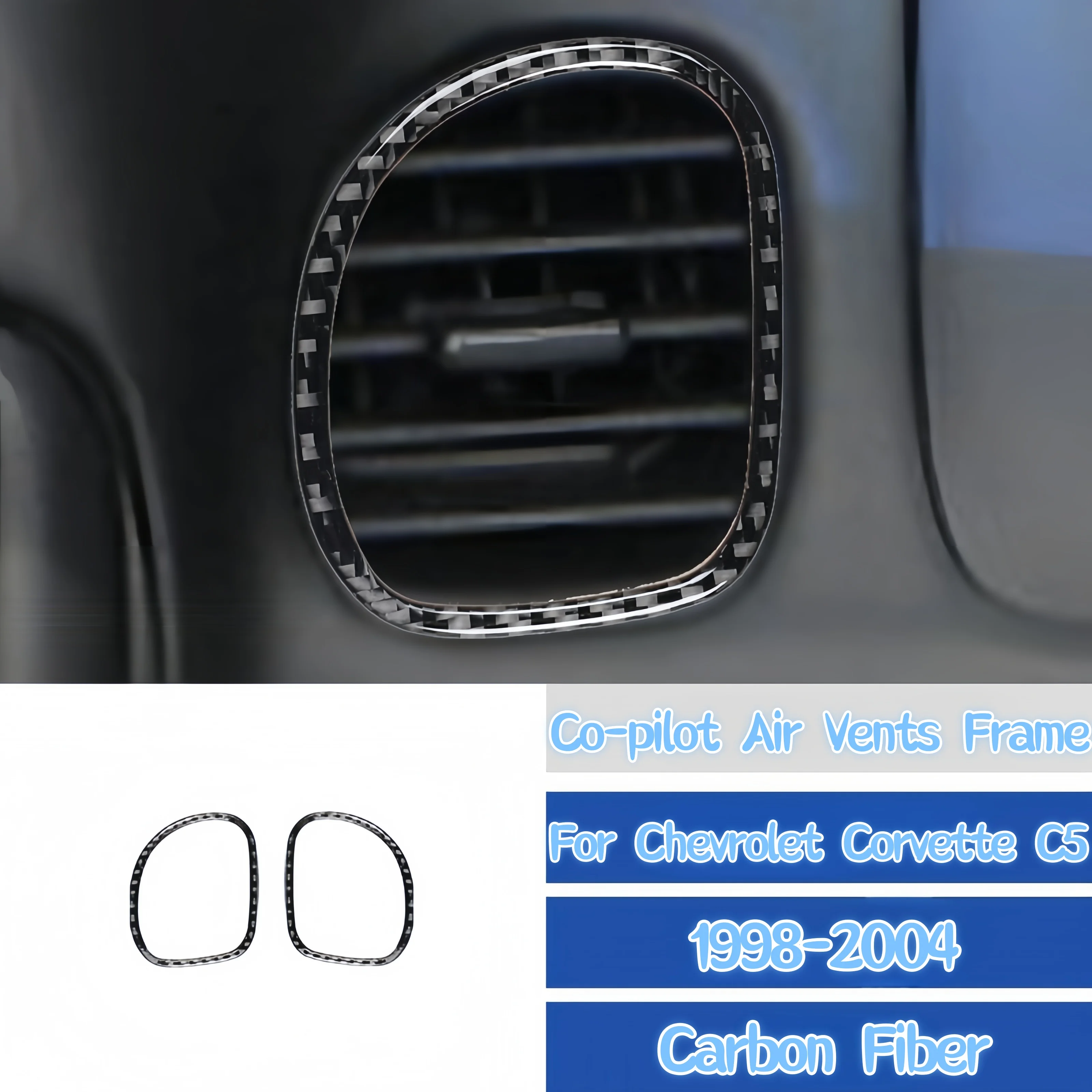 

For Chevrolet Corvette C5 1998-2004 Car Accessories Carbon Fiber Interior Auto Co-pilot Air Vents Frame Trim Cover Decor Sticker