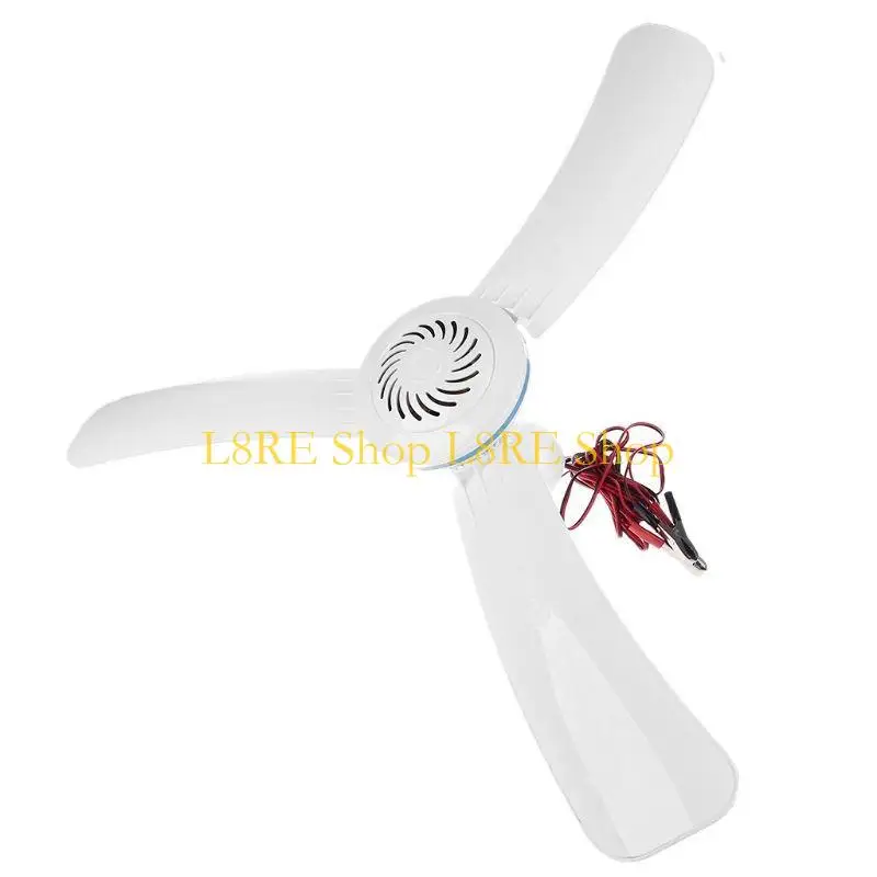 L8RE 3/4 Leaves 12V Ceiling Fan Air Cooler Hanging Battery Powered 16”/31.5” Tent Fans for Camping Outdoor Dormitory Home Bed