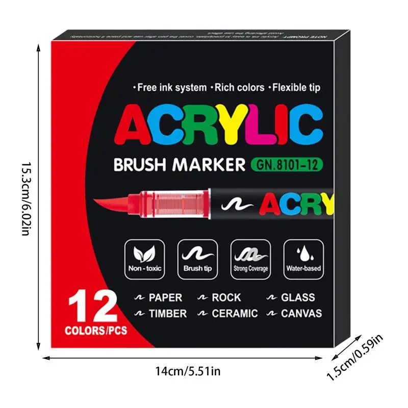 Acrylic Paint Soft Brush Markers Set, Soft Brush Tip Paint Pens And Paint Markers, Acrylic Paint Pens For Wood,Stone,Canvas