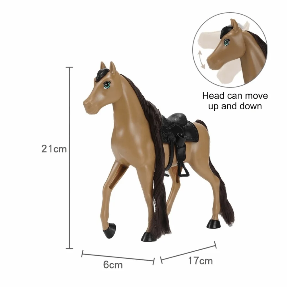 Gifts PVC Toy Horse Figurine Movable Head Long Mane Horse Model Removable Saddle Fantasy Horse Toy Dollhouse Scenes