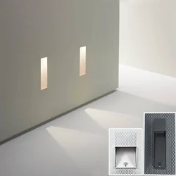 Embutido Lâmpada de parede branca e preta, sensor de movimento PIR, luz da escada, Home Step, corredor corredor interior Footlight, 3W, AC 85-265V