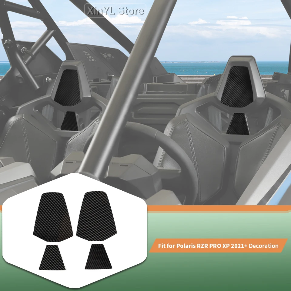 

Углеродное волокно, 4 шт., набор наклеек на панель подголовника сиденья UTV для Polaris RZR PRO XP 2021, защита от царапин, прочный