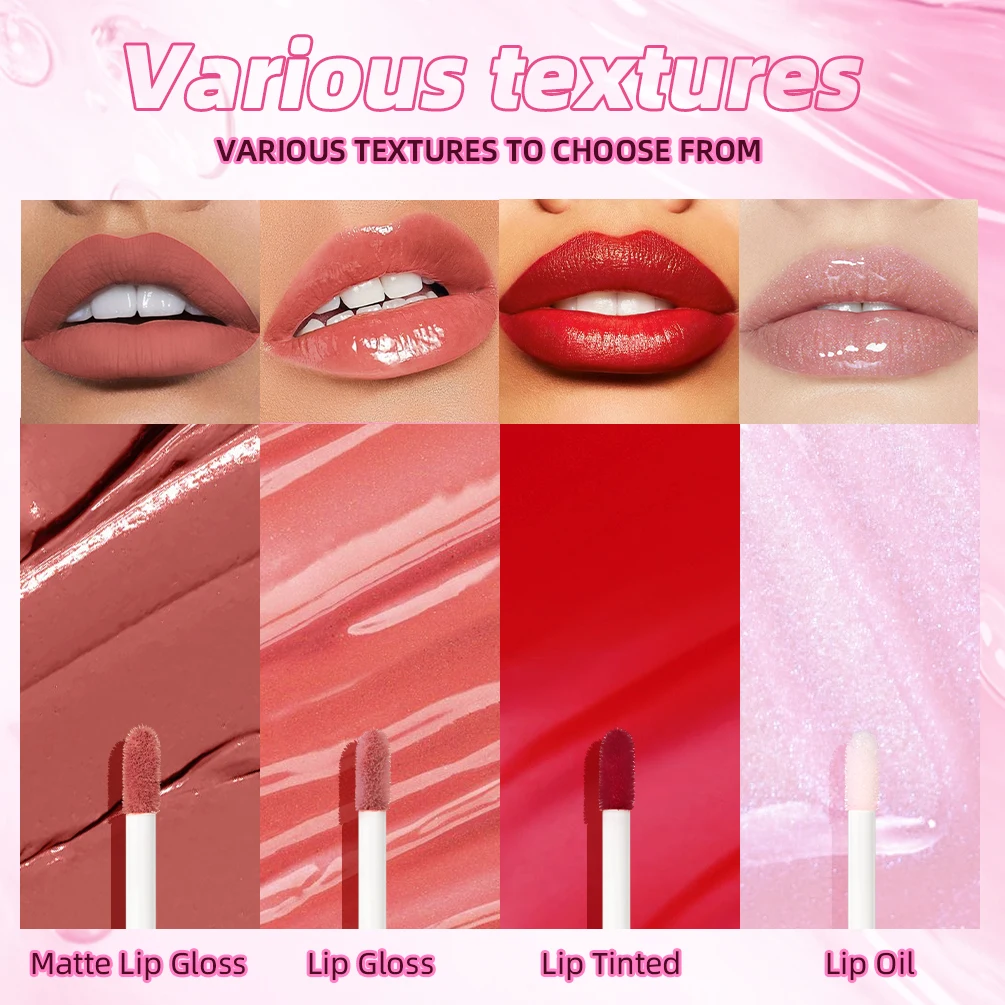 QIBEST Mirror Lip Gloss Sets Waterproof Velvet Matte Liquid Lipstick Lasting Moisturizing Sexy Red Lip Tint Makeup Lip Oil Balm