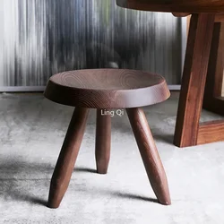 Minimalist Vintage Wooden Stool Vanity Small Creative Unique Side Table Apartment Floor Adults Tabouret Furniture Living Room