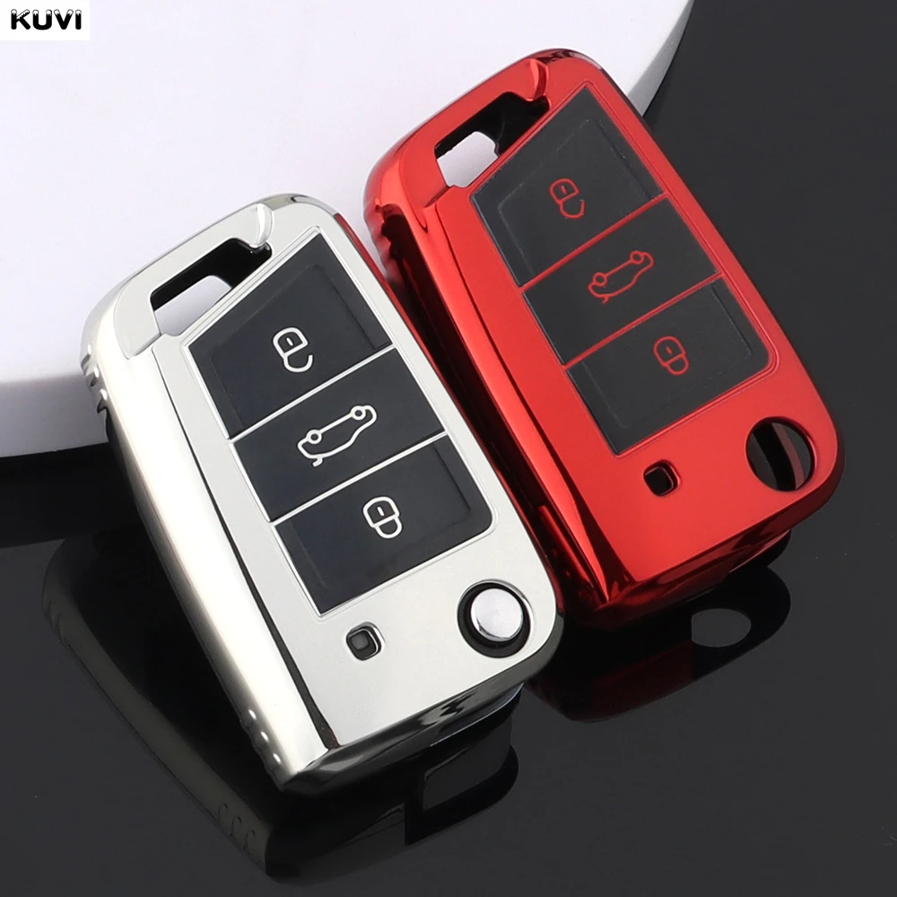 Für Volkswagen VW Golf 7 GTI MK7 R Touran Skoda Octavia 3 Superb Karoq Kodiaq Seat Leon MK3 Ateca TPU Autoschlüssel-Hülle Schutzhülle