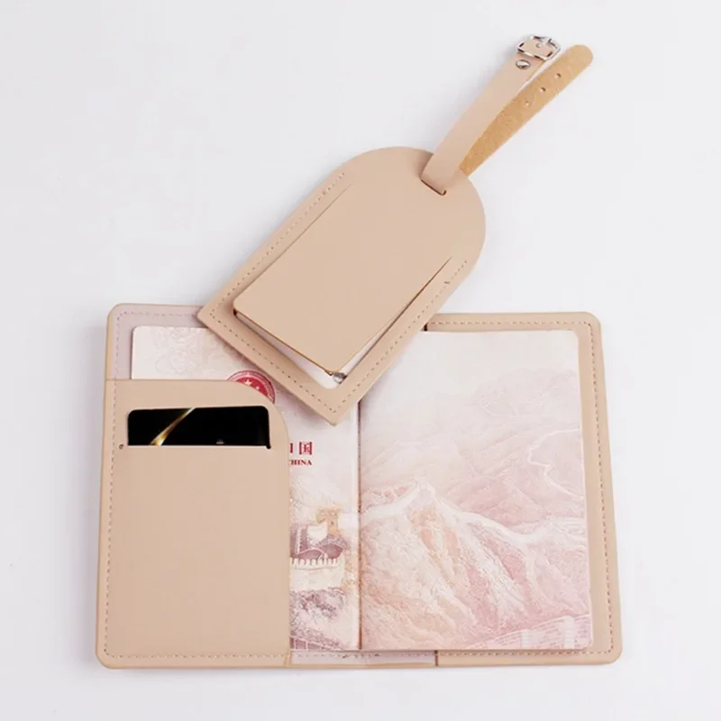 Fashion PU Leather Passport Cover Hot Stamping Simple Plane Pattern Passport Holder Travel Wallet Credit Card Protector Cover