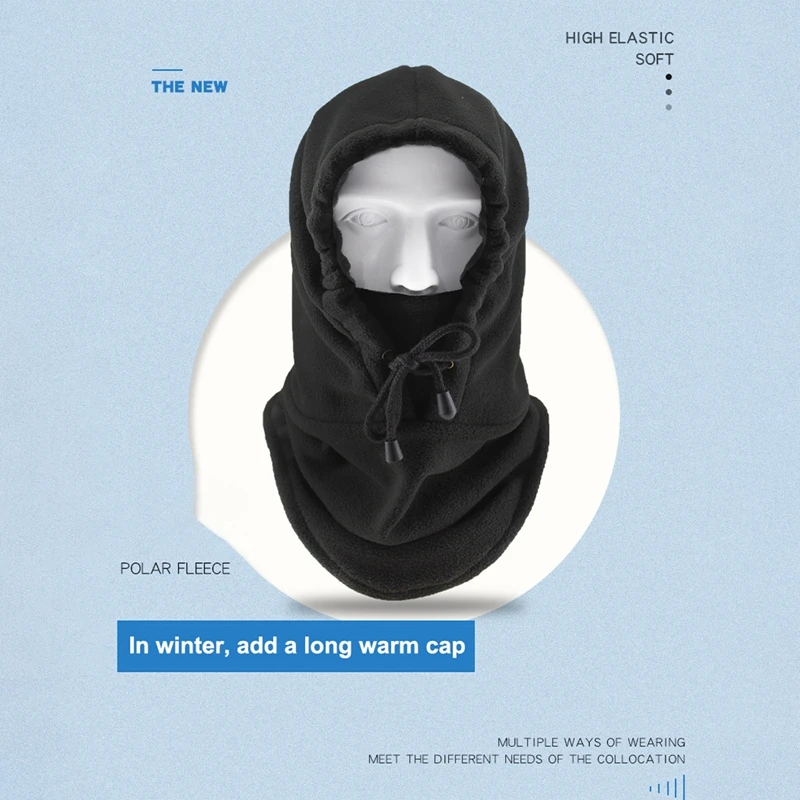 Winter Thermo Halswärmer Outdoor Fleece Sturmhaube Schal Skifahren Gesichtsmaske Snood Kapuze Hut Winddicht Warm Halten Radfahren Kappe Neue – Detail 12