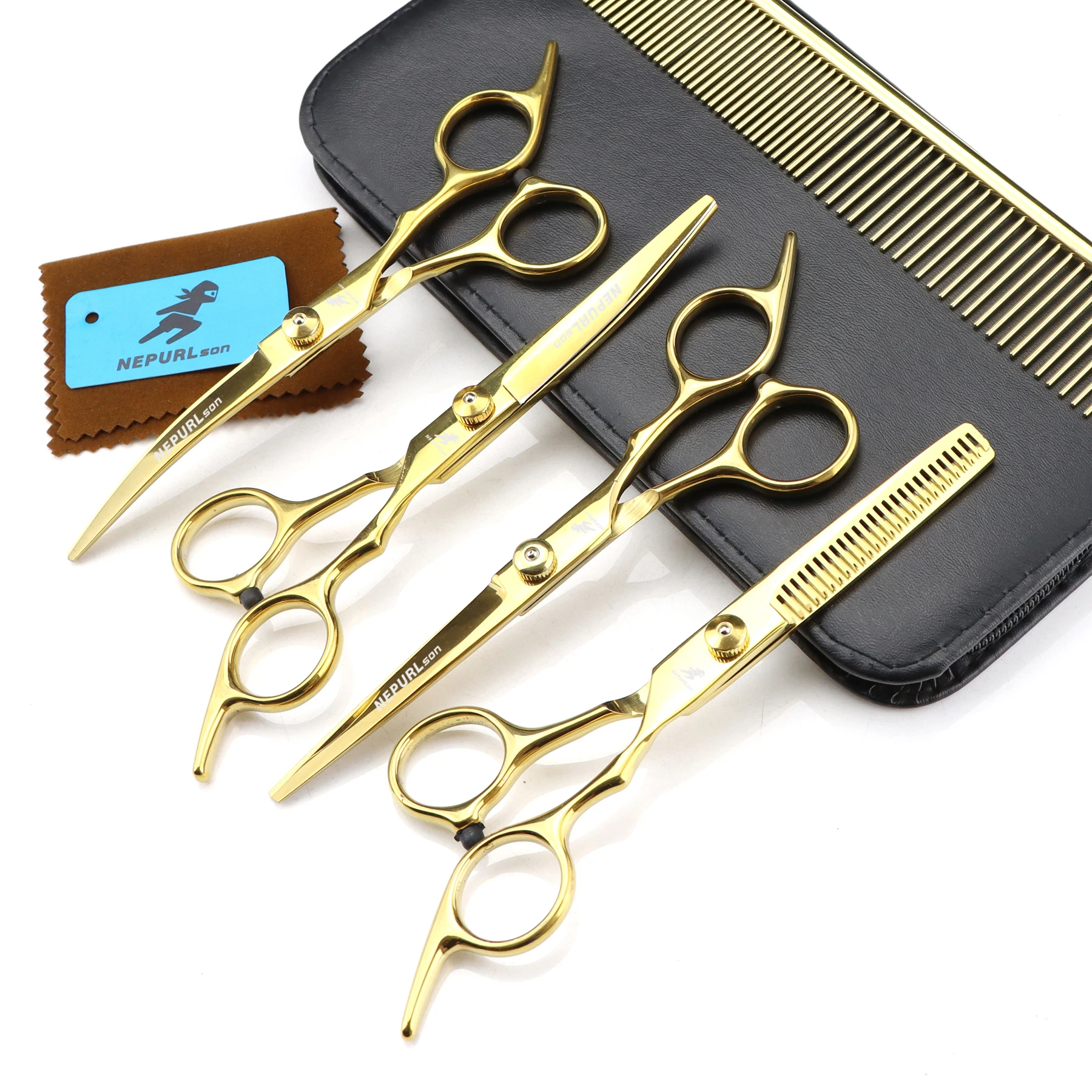 6 inch black gold 4 suit pet scissors hair thinning pet grooming scissors