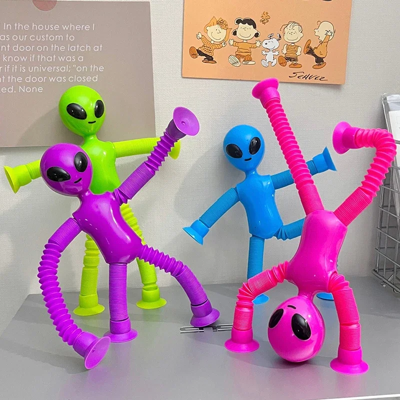 Saugnapf Teleskop rohr Alien Spielzeug variable Dekompression Kinder frühe Bildung Puzzle Spielzeug Spaß DIY interaktive Spiel Requisiten