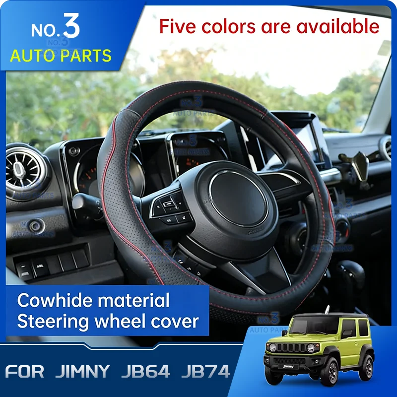 

Genuine Leather Steering Wheel Cover For Suzuki Jimny JB64 Sierra JB74W 2019 2022 Steering Wheel Cover For Diameter 37-38cm