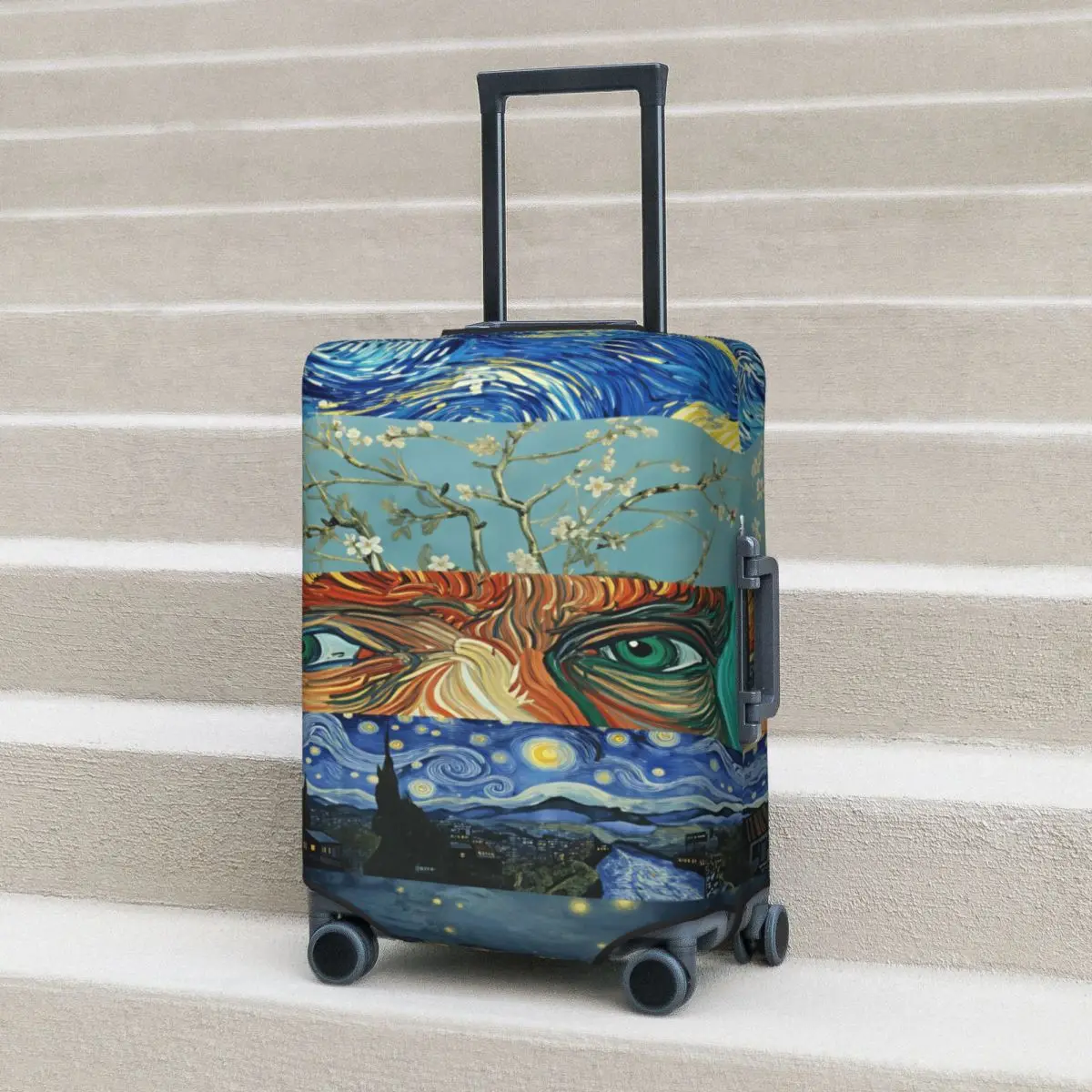 Van Gogh Starry Night Selfie Mashup Suitcase Cover Holiday Useful Luggage Supplies Cruise Trip Protection