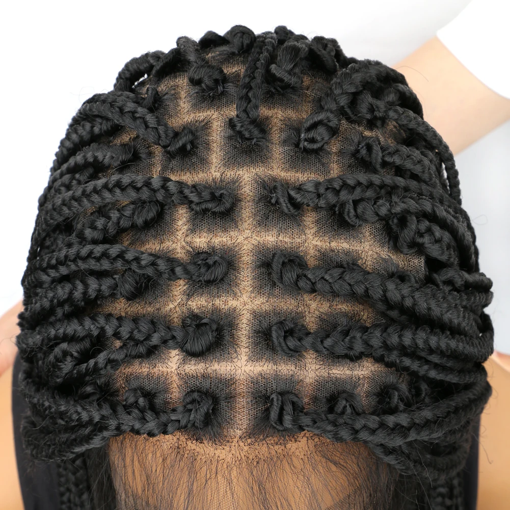 تويست شعر مستعار مضفر صندوق مضفر كامل الدانتيل شعر مستعار أمامي للنساء السود الاصطناعية الدانتيل الباروكة الأمامية فو Locs شعر مستعار آلهة الضفائر الباروكات