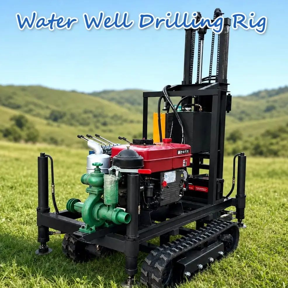 Customized Wheels  Water Well Drilling Rig 22HP to 35HP Diesel Engine Hydraulic Driven Light Body for Irrigation