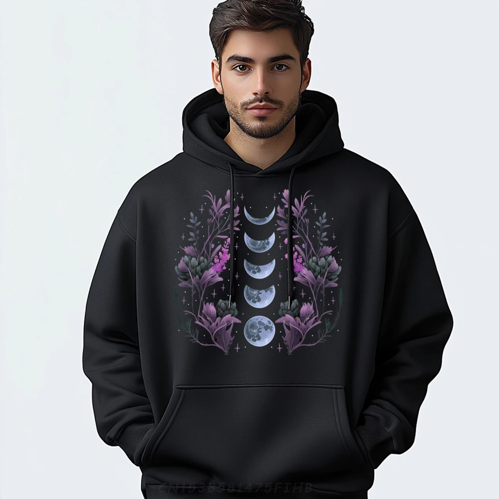 

Celestial Moon Phase Boho Wildflowers Sweatshrt Long Sleeve Slogan Newest Mens Mother Day Sweatshirt Slogan Hoodies Round Neck