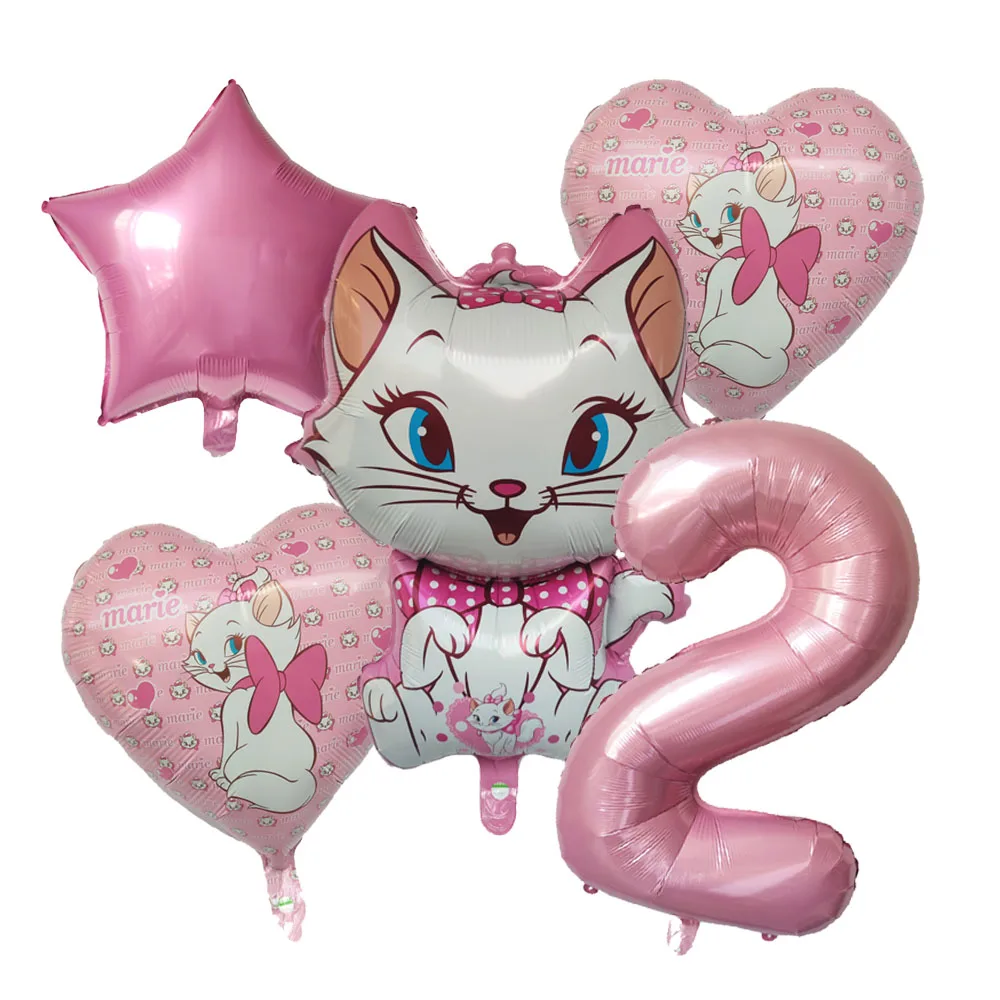 Marie Cat Balloons Rose Pink Girls Birthday Party Balloons Decoration Disney Marie Cat Animal Pet Latex Baloon Baby Shower Decor