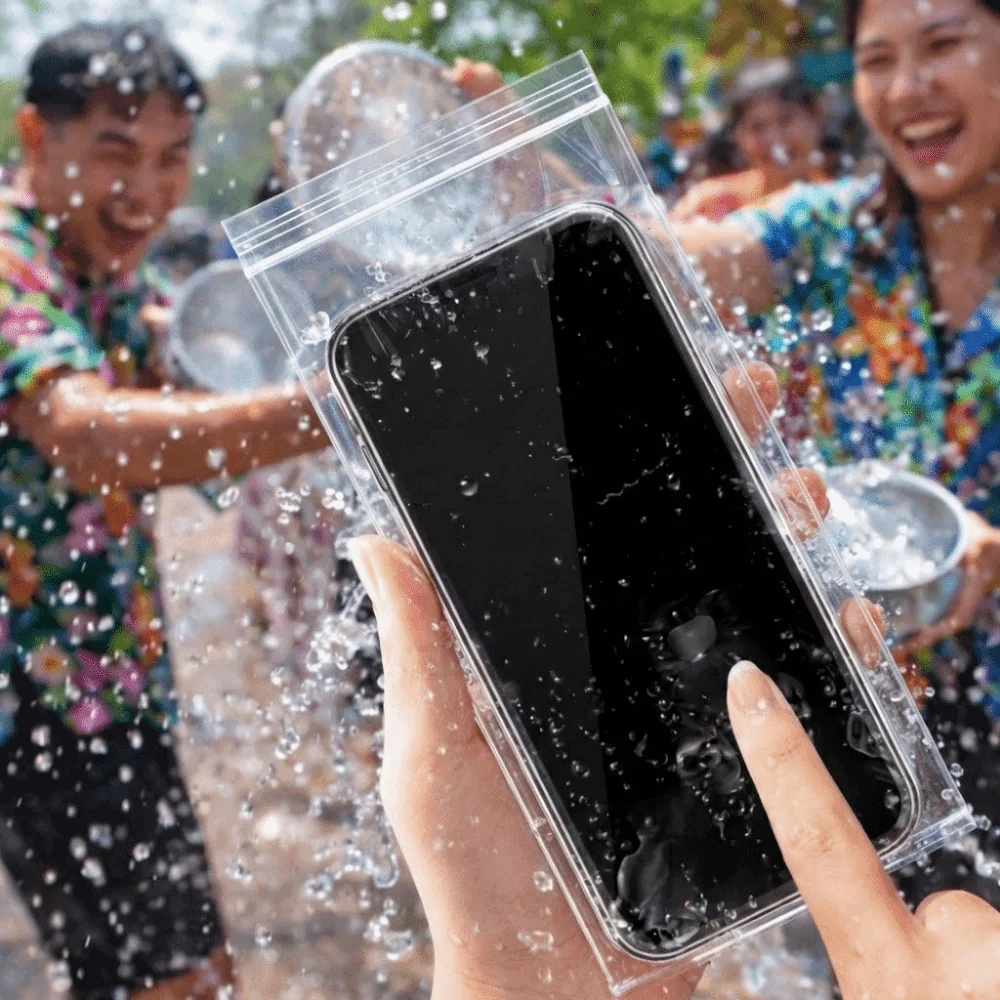 

Transparent Material Waterproof Phone Bags Waterproof Design Self-Sealing Closure Transparent Phone Bags Touch Screen Compatible