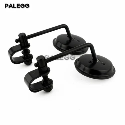 Imagen 2 del producto Par de espejos retrovisores para manillar de motocicleta, redondos, convexos, con Clip, 22-25mm, negros, Retro, para Harley, Honda, Chopper, Cruiser, Cafe Racer