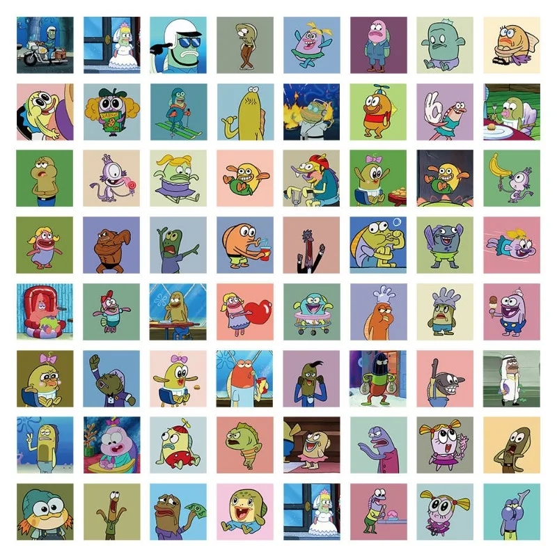 63PCS SpongeBob SquarePants Bikini Sticker Cartoon Cute custodia per cellulare tazza d'acqua decorazione per bagagli adesivo fai da te all'ingrosso