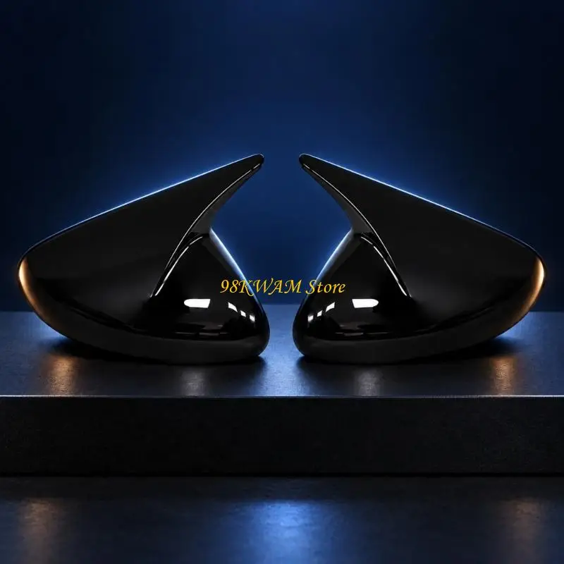 ABS Side Mirror Add-On Covers for 2018-2023 with a Formed Horn Profile, Coated Finish, and No-Drill Installation for 68UF
