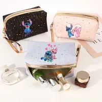 Disney Cosmetic Bag Stitch Waterproof Solid Color Makeup Pouch Travel Portable Wash Toiletry Storage Organize Purse Beauty Cases