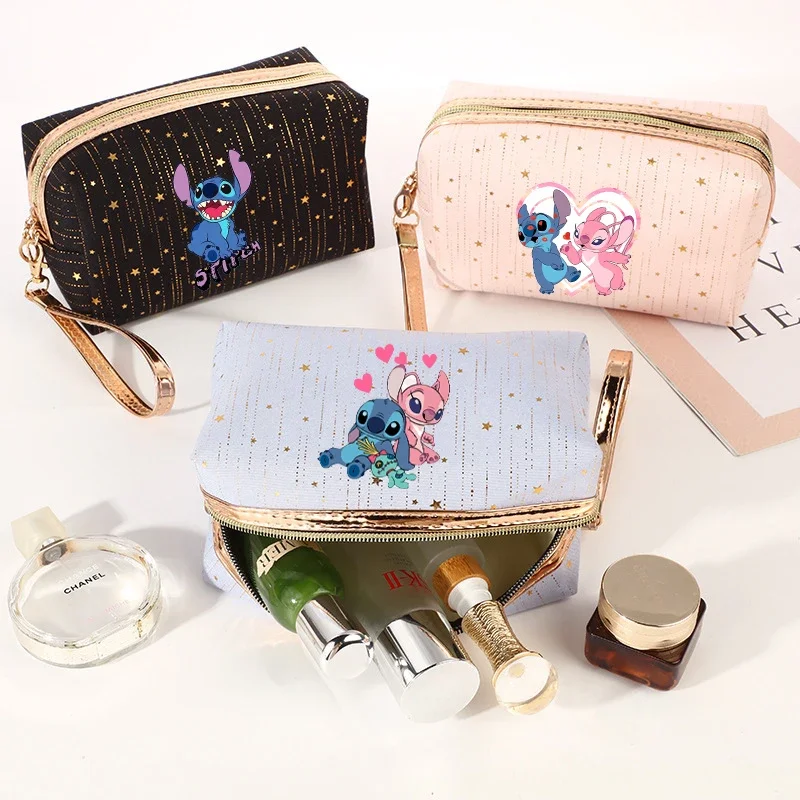 Disney Cosmetic Bag Stitch Waterproof Solid Color Makeup Pouch Travel Portable Wash Toiletry Storage Organize Purse Beauty Cases