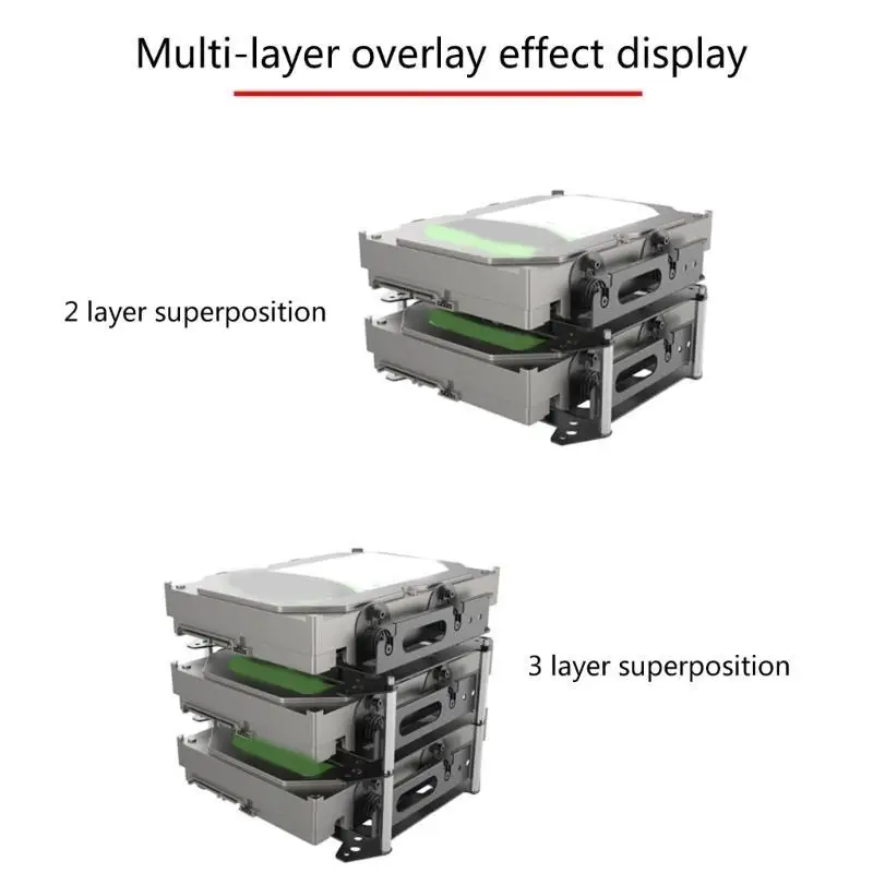 Y1UB 12cm Fan Hard Drive Bracket SSD 3.5 Inch Hard Drive Bracket Extended Multi-layer Stacking Bracket