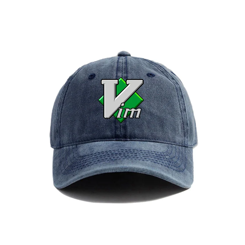 Vim Linux Distressed Baseball Cap Adult Unisex Adjustable Retro Dad Hat Summer Breathable Hats