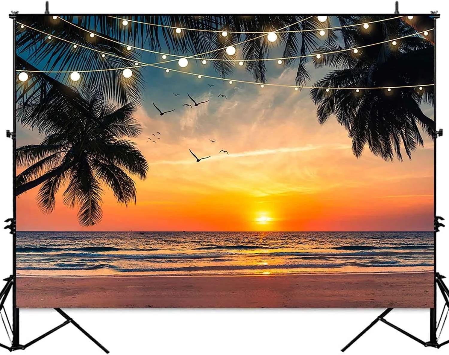 Sensfun شاطئ البحر غروب الشمس هاواي أشجار النخيل الاستوائية الخلفيات الخفيفة الكمبيوتر طباعة المناظر الطبيعية الخلابة التصوير خلفيات الاستوديو