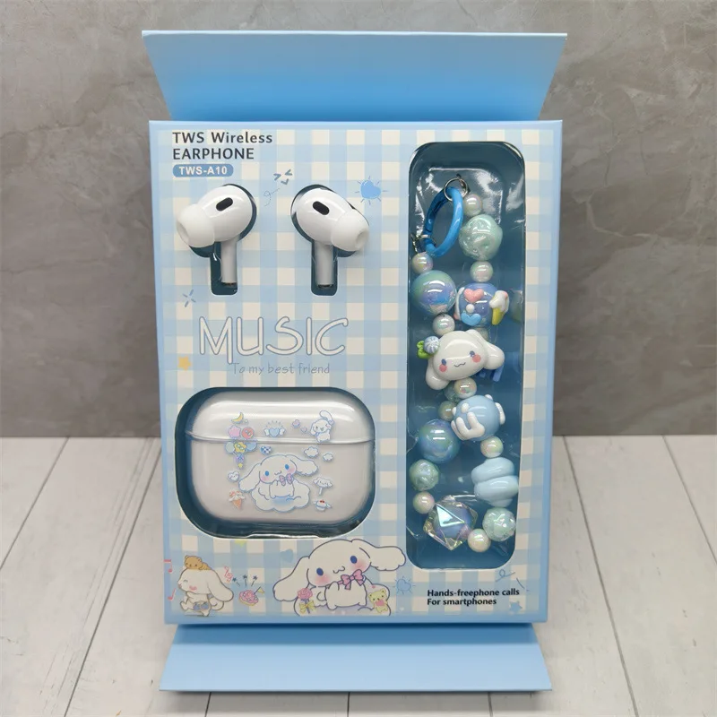 

Sanrio Bluetooth Wireless Earphone Ports Noise Cancelling in-Ear Headphones Cartoon Stitch Kuromi Headset with Cute Hanging Rope