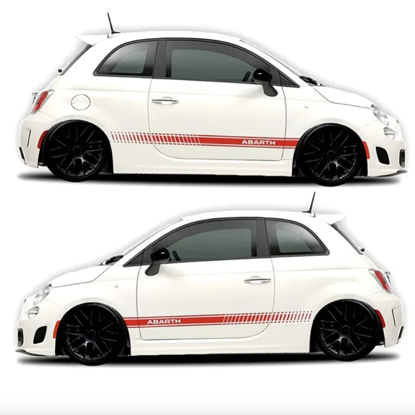 

Гоночная нижняя часть кровати, боковая часть кузова, дверная полоса, виниловая графическая наклейка для украшения автомобиля, наклейка для Fiat 500 Abarth