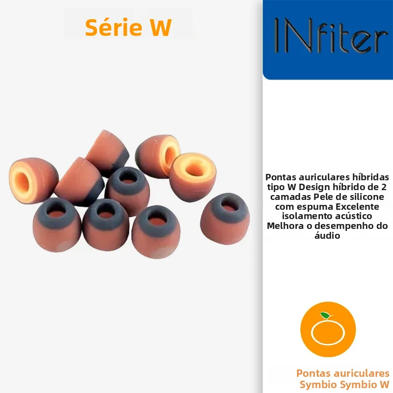 SYMBIO W Memória Espuma e Silicone Universal Premium Symbio Eartips Symbio W Memory Foam Eartips Híbrido Fones de ouvido de silicone de 2 camadas