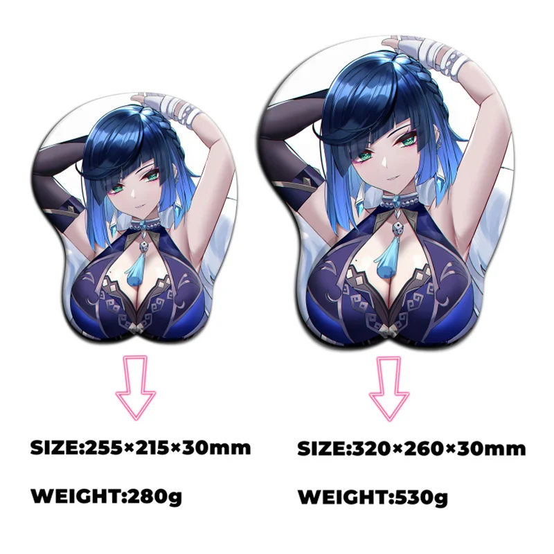 

Yelan Genshin Impact Gamer Anime Sexy Mouse Pad Cute Manga with Wrist 3D Big Oppai Silicone Gel Mat Mousepad