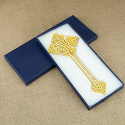HTISOK Orthodox Cross Religious Ritual Cross Christianity Religious Gift Gold Plated Cross for Church Prayer Worship Blessing