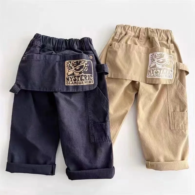 Autumn Collection New Boys' and Girls' Japanese Double Color Cotton Pants Stylish and Versatile Trendy Pants for Boys and Girls