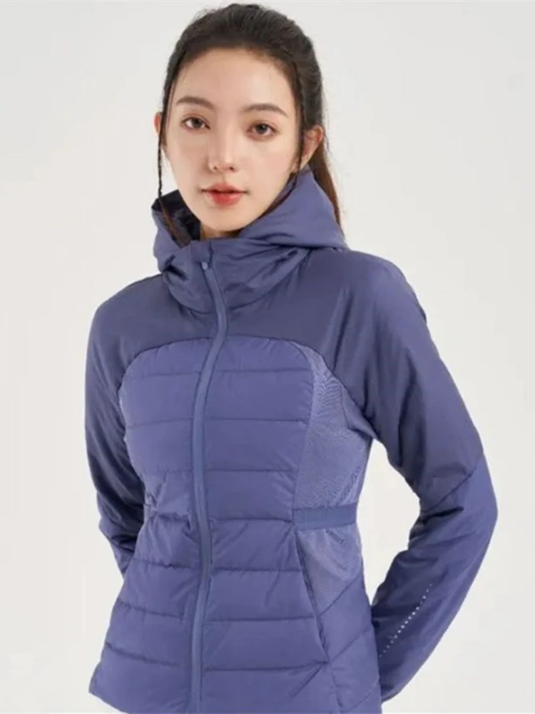 90% witte eend donsjack sportjas lichtgewicht pufferjas dames 2025 nieuwe slanke yogakleding met lange mouwen casual outdoor top