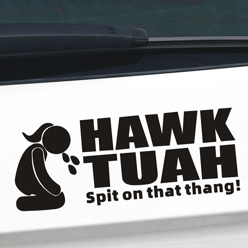 1PCS Hawk Tuah Funny Bumper Waterproof Sticker Hilarious Decal Creative Wall Paper Decoration Prank Gift Decorative Car Sticker